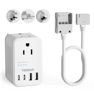220 to 110 Voltage Converter US to Europe, International Adapter | 4 USB Ports(2 USB C), 2 AC and EU/UK/AU Plug Universal Travel Power Converter Adapter Combo, Step Down Transformer 220 to 110 Voltage Converter US to Europe, International Adapter | 4 USB Ports(2 USB C), 2 AC and EU/UK/AU Plug Universal Travel Power Converter Adapter Combo, Step Down Transformer