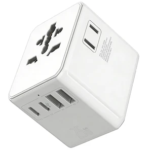 Universal Travel Adapter 25W, International Power Plug Converter with 2500W High Power Support, All-in-One AC Adapter for Europe UK US AUS, 2 USB-C + 2 USB-A Ports, Compact Travel Charger Universal Travel Adapter 25W, International Power Plug Converter with 2500W High Power Support, All-in-One AC Adapter for Europe UK US AUS, 2 USB-C + 2 USB-A Ports, Compact Travel Charger