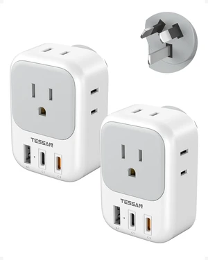 Australia Plug Adapter, 2 Pack, Type I Travel Adaptor PD 20W | 4 Outlets 3 USB Ports (2 USB-C), For US to Australian Argentina China Fiji Samoa Tonga Kiribati Australia Plug Adapter, 2 Pack, Type I Travel Adaptor PD 20W | 4 Outlets 3 USB Ports (2 USB-C), For US to Australian Argentina China Fiji Samoa Tonga Kiribati