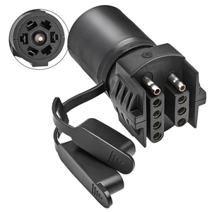 7 Pin Round to 4 and 5 Pin Flat Blade Trailer Adapter, 7 Way to 5 Way Trailer Plug Adapter 2-in-1 Design 7 Pin Round to 4 and 5 Pin Flat Blade Trailer Adapter, 7 Way to 5 Way Trailer Plug Adapter 2-in-1 Design