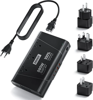 800W 220V to 110V Pure Sine Wave Voltage Converter US to Europe | 3 AC Outlets, 2 USB-C & 2 USB-A, European Plug Adapter, For Hair Tools & Phones 800W 220V to 110V Pure Sine Wave Voltage Converter US to Europe | 3 AC Outlets, 2 USB-C & 2 USB-A, European Plug Adapter, For Hair Tools & Phones