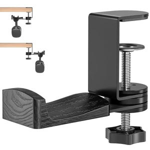 Solid Wood Metal Headphone Stand with Clamp-On Hook for Desk | 360° Rotating Under Desk Headset Hanger, No Drill Holder Fits Desks up to 2 in, 10 lb Load, Gift for Husband Son Boyfriend Solid Wood Metal Headphone Stand with Clamp-On Hook for Desk | 360° Rotating Under Desk Headset Hanger, No Drill Holder Fits Desks up to 2 in, 10 lb Load, Gift for Husband Son Boyfriend