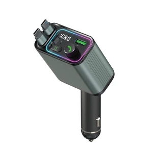 3 in 1 Retractable Car Charger Adapter & FM Transmitter | 12V-24V Trucks & Cars, Tangle-Free Cable, LED Voltage Display, Ambient Night Light, Hands-Free Calls 3 in 1 Retractable Car Charger Adapter & FM Transmitter | 12V-24V Trucks & Cars, Tangle-Free Cable, LED Voltage Display, Ambient Night Light, Hands-Free Calls