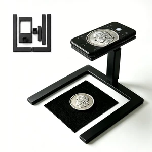 Overhead Phone Camera Stand, Adjustable Coin Photography Stand for Phone, Plastic Hands-Free Overhead Phone Shooting Holder with Flat Tray for Document Scanning, Videos (Black) Overhead Phone Camera Stand, Adjustable Coin Photography Stand for Phone, Plastic Hands-Free Overhead Phone Shooting Holder with Flat Tray for Document Scanning, Videos (Black)