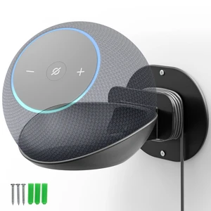 Wall Mount Shelf for Echo Dot 5th/4th Gen, Echo Pop, Black | Suitable for HomePod Mini, Universal Smart Speaker Holder Bracket, Secure Screw Mount, Built-in Cable Management Stand Wall Mount Shelf for Echo Dot 5th/4th Gen, Echo Pop, Black | Suitable for HomePod Mini, Universal Smart Speaker Holder Bracket, Secure Screw Mount, Built-in Cable Management Stand