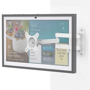 Full Motion Wall Mount for Echo Show 15 and 13"-27" Monitors | 15-Inch Extension Arm, 360° Rotation, 180° Swivel, Adjustable Tilt, Folds to 3 Inches from the Wall, Space-Saving, White Full Motion Wall Mount for Echo Show 15 and 13"-27" Monitors | 15-Inch Extension Arm, 360° Rotation, 180° Swivel, Adjustable Tilt, Folds to 3 Inches from the Wall, Space-Saving, White