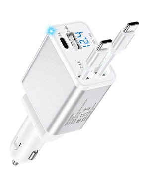 Retractable Car iPhone Charger USB C, Fast Car Charging Adapter USBC | Auto 2 Flexible USB C Cable for iPhone 17e 17 Samsung S26 Android, USBC Cigarette Lighter Gift for Men Android Auto Adapter Retractable Car iPhone Charger USB C, Fast Car Charging Adapter USBC | Auto 2 Flexible USB C Cable for iPhone 17e 17 Samsung S26 Android, USBC Cigarette Lighter Gift for Men Android Auto Adapter