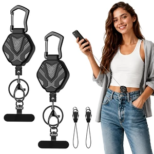 Anti Theft Phone Strap with Interval Locking, Retractable Steel Cell Phone Lanyard with Metal Carabiner and 360° Phone Tether Tab For Skiing, Hiking, Fishing, Concert and Traveling, 2 Packs Anti Theft Phone Strap with Interval Locking, Retractable Steel Cell Phone Lanyard with Metal Carabiner and 360° Phone Tether Tab For Skiing, Hiking, Fishing, Concert and Traveling, 2 Packs