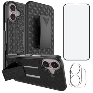 for iPhone 17 Stand Case, Belt Clip Holster Screen Protector-Black | Camera Lens Protector, Swivel Kickstand Holder, Slim Shell Pouch Full Body Protective, Rugged Shockproof Cell Phone Cover for iPhone 17 Stand Case, Belt Clip Holster Screen Protector-Black | Camera Lens Protector, Swivel Kickstand Holder, Slim Shell Pouch Full Body Protective, Rugged Shockproof Cell Phone Cover