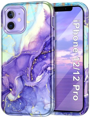 for iPhone 12 Case/iPhone 12 Pro Case, Heavy Duty Three Layer Marble Shockproof Full Body Rugged Hard PC+Soft TPU Bumper Drop Protection Women Girls Cover for iPhone 12/12 Pro, Cobalt Violet for iPhone 12 Case/iPhone 12 Pro Case, Heavy Duty Three Layer Marble Shockproof Full Body Rugged Hard PC+Soft TPU Bumper Drop Protection Women Girls Cover for iPhone 12/12 Pro, Cobalt Violet