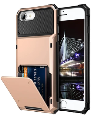 Case for iPhone 8/7/6s Plus Wallet with Card Holder Rose Gold | 4-Card Slot Pocket, Scratch Resistant, Dual Layer Protective Bumper Rugged Rubber Armor Cover for iPhone 6 6S 7 8 Plus Case for iPhone 8/7/6s Plus Wallet with Card Holder Rose Gold | 4-Card Slot Pocket, Scratch Resistant, Dual Layer Protective Bumper Rugged Rubber Armor Cover for iPhone 6 6S 7 8 Plus