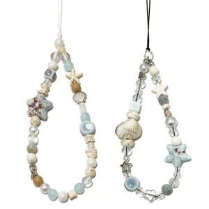 2 Pcs Blue Ocean Shell Beaded Phone Charm Phone Wrist Strap, Camera Lanyard Pearl Beaded Cute Chain String Accessories Keychains for Women 2 Pcs Blue Ocean Shell Beaded Phone Charm Phone Wrist Strap, Camera Lanyard Pearl Beaded Cute Chain String Accessories Keychains for Women