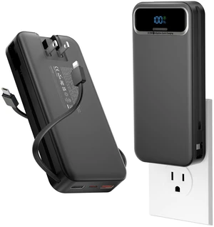 Portable Charger 20000mAh with Built-in Cables&AC Wall Plug, Black | PD20W Fast Charging,Travel Essential,TSA Approved,LED Display,All in One USB C Power Bank for All Cell Phones Devices Portable Charger 20000mAh with Built-in Cables&AC Wall Plug, Black | PD20W Fast Charging,Travel Essential,TSA Approved,LED Display,All in One USB C Power Bank for All Cell Phones Devices