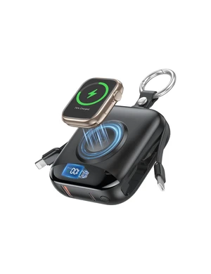 Portable Charger 10000mAh w/Built-in Cables & iWatch Charger Black | Fast charging, Built-in cables, LED display, Charge 5 devices at once, Ring buckle, TSA approved, Pocket size, Charge iWatch Portable Charger 10000mAh w/Built-in Cables & iWatch Charger Black | Fast charging, Built-in cables, LED display, Charge 5 devices at once, Ring buckle, TSA approved, Pocket size, Charge iWatch