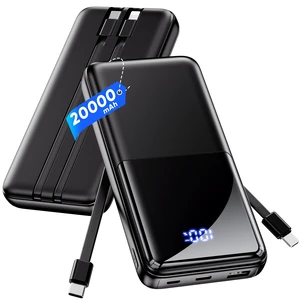 Portable Charger 20000mAh Slim Power Bank with Built in Cables | 22.5W Fast Charge, Travel Essential, 50% Larger Capacity USB C Battery Pack for iPhone Samsung Google Android, Black Portable Charger 20000mAh Slim Power Bank with Built in Cables | 22.5W Fast Charge, Travel Essential, 50% Larger Capacity USB C Battery Pack for iPhone Samsung Google Android, Black