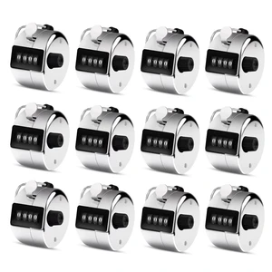 12 Pack Metal Hand Tally Counter 4-Digit Lap Counter Clicker, Manual Mechanical Handheld Pitch Click Counter with Finger Ring for School Golf & Knitting Row Croche, Silver 12 Pack Metal Hand Tally Counter 4-Digit Lap Counter Clicker, Manual Mechanical Handheld Pitch Click Counter with Finger Ring for School Golf & Knitting Row Croche, Silver