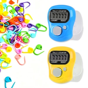2 Pcs Tally Counters with 50 Pcs Stitch Markers for Crochet, Knitting | Resettable LCD Digital Finger Counter for Counting Tasks, Durable Smooth & Burr-Free Stitch Markers for Weaving 2 Pcs Tally Counters with 50 Pcs Stitch Markers for Crochet, Knitting | Resettable LCD Digital Finger Counter for Counting Tasks, Durable Smooth & Burr-Free Stitch Markers for Weaving