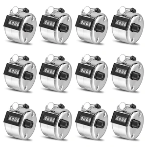 12 Pcs Hand Tally Counter 4-Digit Lap Counter Clicker, Manual Mechanical Handheld Pitch Click Counter with Finger Ring for School Golf & Knitting Row Croche 12 Pcs Hand Tally Counter 4-Digit Lap Counter Clicker, Manual Mechanical Handheld Pitch Click Counter with Finger Ring for School Golf & Knitting Row Croche