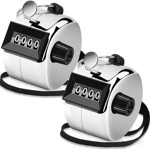 Clicker Counter, Metal Hand Tally Counter Clicker, Silver, 2 PCS | 4 Digit Mechanical Palm Click Counter for Counting Numbers, Coaching, Sports Events Clicker Counter, Metal Hand Tally Counter Clicker, Silver, 2 PCS | 4 Digit Mechanical Palm Click Counter for Counting Numbers, Coaching, Sports Events