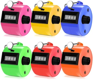 6 Pack Hand Tally Counter 4 Digit Mechanical Palm Clicker Plastic Hand Held Counter Clicker with Metal Finger Ring for School Golf Sports Events Office Stadium(Bright Color) 6 Pack Hand Tally Counter 4 Digit Mechanical Palm Clicker Plastic Hand Held Counter Clicker with Metal Finger Ring for School Golf Sports Events Office Stadium(Bright Color)