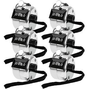 6 Pack Clicker Counter, Metal Hand Tally Counters, 4 Digit Display Clicker | with Black Nylon Lanyard, Pitch Counter for Knitting,Coaching, Golf, Lap, Fishing, Umpire, Baseball,Row Sport(Silver Color) 6 Pack Clicker Counter, Metal Hand Tally Counters, 4 Digit Display Clicker | with Black Nylon Lanyard, Pitch Counter for Knitting,Coaching, Golf, Lap, Fishing, Umpire, Baseball,Row Sport(Silver Color)