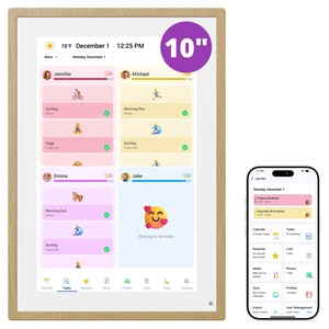 Digital Calendar 10.1 Inch, 1080P Full HD WIFI Interactive Touchscreen Electronic Calendar & 2026 Smart Family Planner, Chore Chart for Multiple Kids, Rewards & Picture Frame, Natural Wood Digital Calendar 10.1 Inch, 1080P Full HD WIFI Interactive Touchscreen Electronic Calendar & 2026 Smart Family Planner, Chore Chart for Multiple Kids, Rewards & Picture Frame, Natural Wood