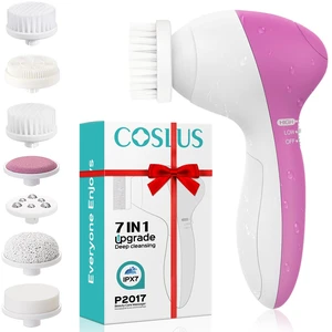 Facial Cleansing Brush Face Scrubber, Upgrade Set, Pearl Pink | 7-in-1 Rotating Design, Electric Exfoliator Massage Brush for Deep Cleaning, Gentle Skin Care, Men and Women, Waterproof Facial Cleansing Brush Face Scrubber, Upgrade Set, Pearl Pink | 7-in-1 Rotating Design, Electric Exfoliator Massage Brush for Deep Cleaning, Gentle Skin Care, Men and Women, Waterproof
