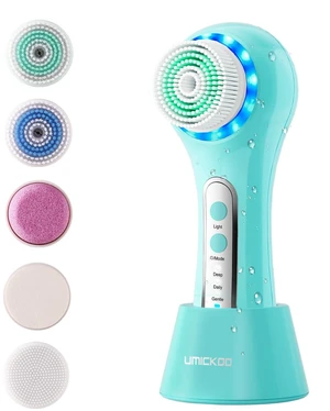 Electric Facial Cleansing Brush, 2-Way Rotating Face Scrubber for Daily & Deep Cleaning, 3 Modes, 5 Brush Heads, Rechargeable, IPX7 Waterproof for All Skin Types Electric Facial Cleansing Brush, 2-Way Rotating Face Scrubber for Daily & Deep Cleaning, 3 Modes, 5 Brush Heads, Rechargeable, IPX7 Waterproof for All Skin Types