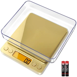 Small Gram Scale 3000g, Digital Kitchen Food Scale, Gram and Ounce | Gold Titanium Mirror Finish, 0.1g Accuracy, 6 Modes, 2 Trays Included, Tare, Piece Counting, For Food, Coffee, Coins, Herb Small Gram Scale 3000g, Digital Kitchen Food Scale, Gram and Ounce | Gold Titanium Mirror Finish, 0.1g Accuracy, 6 Modes, 2 Trays Included, Tare, Piece Counting, For Food, Coffee, Coins, Herb
