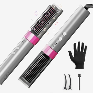 Hair Straightener Brush, 680 Billion Plasma Ions Ceramic Hot Comb | Anti-Frizz for Straight, Wavy & Curly Hair, 3D Brush Teeth, 5 Temp Settings, 30s Fast Heating, Auto Shut-Off, Dual Voltage Hair Straightener Brush, 680 Billion Plasma Ions Ceramic Hot Comb | Anti-Frizz for Straight, Wavy & Curly Hair, 3D Brush Teeth, 5 Temp Settings, 30s Fast Heating, Auto Shut-Off, Dual Voltage