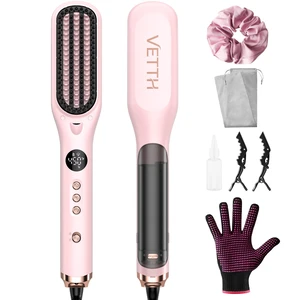 Hair Straightener Brush,Steam Ionic Straightening Brush for Women | Upgraded Hair Straightener,5 Heat Settings & LED Display,Ceramic Anti-Scald Hot Comb for Thick Curly Hair,Dual Voltage,Pink Hair Straightener Brush,Steam Ionic Straightening Brush for Women | Upgraded Hair Straightener,5 Heat Settings & LED Display,Ceramic Anti-Scald Hot Comb for Thick Curly Hair,Dual Voltage,Pink