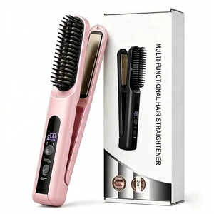 Go Brush Pro 2026, Upgraded 2 in 1 Cordless Hair Straightener Brush, Pink | 4 Temperature Settings, 30 Second Quick Heat Up - 5000mAh Rechargeable Portable Straightener Brush Go Brush Pro 2026, Upgraded 2 in 1 Cordless Hair Straightener Brush, Pink | 4 Temperature Settings, 30 Second Quick Heat Up - 5000mAh Rechargeable Portable Straightener Brush