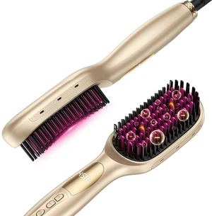 1000M Ionic Hair Straightener Brush, Dual Voltage Straightening Brush Women | 1000M Negative Ions | Detachable Head | 20s Fast Heat | Temperature Control | Ceramic Anti-Frizz Bristles | Thick 1000M Ionic Hair Straightener Brush, Dual Voltage Straightening Brush Women | 1000M Negative Ions | Detachable Head | 20s Fast Heat | Temperature Control | Ceramic Anti-Frizz Bristles | Thick