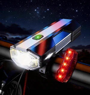 Bike Lights for Night Riding, USB-C Rechargeable Bike Lights, Bicycle Headlight Front and Back, Aluminum Alloy Construction, IPX6 Waterproof Rating 5 Lighting Modes Bike Lights for Night Riding, USB-C Rechargeable Bike Lights, Bicycle Headlight Front and Back, Aluminum Alloy Construction, IPX6 Waterproof Rating 5 Lighting Modes