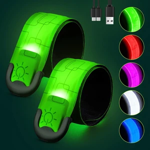 Rechargeable LED Armband 2-Pack, High Visibility Running Gear for Night Safety, 5 Colors & 3 Modes Light Up Wristbands for Night Walking, Cycling, Running Gift for Women Men KidsWhite Rechargeable LED Armband 2-Pack, High Visibility Running Gear for Night Safety, 5 Colors & 3 Modes Light Up Wristbands for Night Walking, Cycling, Running Gift for Women Men KidsWhite