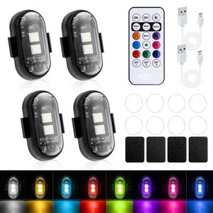4 Pcs Wireless Rechargeable Magnetic LED Strobe Lights, 8-Colors USB Waterproof Anti-Collision LED Car Flashing Warning Light with Remote Control for Cars, RC Cars, Bikes, Motorcycles 4 Pcs Wireless Rechargeable Magnetic LED Strobe Lights, 8-Colors USB Waterproof Anti-Collision LED Car Flashing Warning Light with Remote Control for Cars, RC Cars, Bikes, Motorcycles