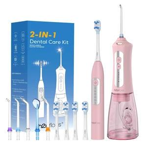 Electric Toothbrush with Water Flosser Combo, 2-in-1 Oral Care Kit | 40,000 VPM Brushing & 40140 PSI Flossing for Teeth & Braces, 300ml Tank, 4 Brush Heads, 5 Nozzles for Home & Travel, Pink Electric Toothbrush with Water Flosser Combo, 2-in-1 Oral Care Kit | 40,000 VPM Brushing & 40140 PSI Flossing for Teeth & Braces, 300ml Tank, 4 Brush Heads, 5 Nozzles for Home & Travel, Pink
