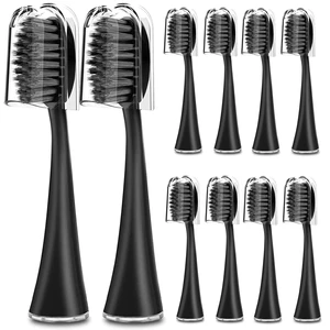Replacement Toothbrush Heads for Burst Sonic Toothbrush with Dust Cover Caps, Charcoal Soft Bristles, Black, Pack of 10 Replacement Toothbrush Heads for Burst Sonic Toothbrush with Dust Cover Caps, Charcoal Soft Bristles, Black, Pack of 10