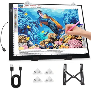 A3 Light Pad for Diamond Painting Kit,4800Lux Super Bright 5mm Ultra Thin Diamond Art Light Board with Stand and Clip,3 Levels Dimming Light Box for Artists,Drawing,Sketching,Animation A3 Light Pad for Diamond Painting Kit,4800Lux Super Bright 5mm Ultra Thin Diamond Art Light Board with Stand and Clip,3 Levels Dimming Light Box for Artists,Drawing,Sketching,Animation
