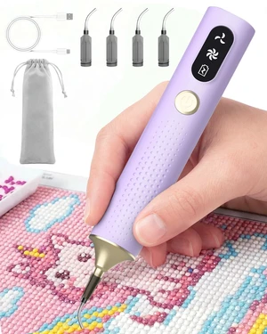 Electric Diamond Art Pen, Wireless Vacuum Diamond Painting Pen, No-Wax | Diamond Art Vacuum Pen with 4 Slim 45° Tips & 2 Suction Modes, Rechargeable No-Wax Diamond Painting Accessories for Adults Electric Diamond Art Pen, Wireless Vacuum Diamond Painting Pen, No-Wax | Diamond Art Vacuum Pen with 4 Slim 45° Tips & 2 Suction Modes, Rechargeable No-Wax Diamond Painting Accessories for Adults