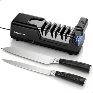 Electric Knife Sharpener, 3-Stage Diamond Electric Knife Sharpener 20° for Kitchen Knives, Quick Repairing in 40 Seconds, with Special Port for Scissors & Metal Dust Collection Box, Black Electric Knife Sharpener, 3-Stage Diamond Electric Knife Sharpener 20° for Kitchen Knives, Quick Repairing in 40 Seconds, with Special Port for Scissors & Metal Dust Collection Box, Black