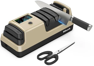 Electric Knife Sharpener, 5-in-1 Scissor Sharpeners, 3 Rotational Speed Adjustable Electric Knife Sharpener for Straight/Serrated/Ceramic Knives, Scissors, Chef Knives, Axes, Gold G01KS06 Electric Knife Sharpener, 5-in-1 Scissor Sharpeners, 3 Rotational Speed Adjustable Electric Knife Sharpener for Straight/Serrated/Ceramic Knives, Scissors, Chef Knives, Axes, Gold G01KS06