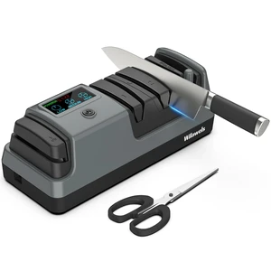 Electric Knife Sharpener, 5-in-1, 3 Rotational Speed Adjustable Electric Knife Sharpener for Straight/Serrated/Ceramic Knives, Scissors, Chef Knives, Axes, Gray H01KS06 Electric Knife Sharpener, 5-in-1, 3 Rotational Speed Adjustable Electric Knife Sharpener for Straight/Serrated/Ceramic Knives, Scissors, Chef Knives, Axes, Gray H01KS06