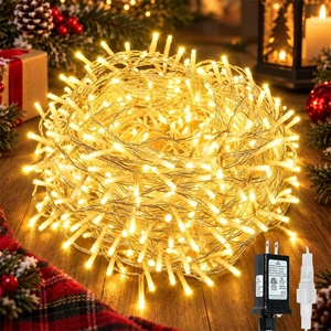 Connectable 240LED 88Ft String Lights, Christmas Lights Indoor Outdoor | Clear Wire Twinkle Fairy Lights Plug in, 13 Modes, Timer, Waterproof Christmas Trees Lights for Bedroom, Patio Warm White Connectable 240LED 88Ft String Lights, Christmas Lights Indoor Outdoor | Clear Wire Twinkle Fairy Lights Plug in, 13 Modes, Timer, Waterproof Christmas Trees Lights for Bedroom, Patio Warm White