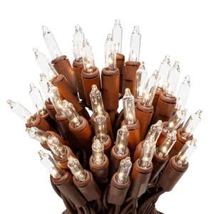 35 Clear Mini Christmas String Lights on Brown Wire Cord | Incandescent Lights, UL Approved for Indoor Use, Short String, 9' Lighted Length, 10' Total Length 35 Clear Mini Christmas String Lights on Brown Wire Cord | Incandescent Lights, UL Approved for Indoor Use, Short String, 9' Lighted Length, 10' Total Length