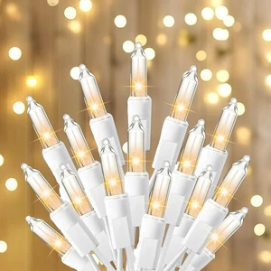 Warm White Christmas Lights, 20FT 100 Count Incandescent White Wire Christmas Tree Lights, Waterproof Xmas String Lights for Outdoor Indoor Home Party Decorations Warm White Christmas Lights, 20FT 100 Count Incandescent White Wire Christmas Tree Lights, Waterproof Xmas String Lights for Outdoor Indoor Home Party Decorations