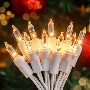 Clear Warm White Christmas Mini Lights, 2 Pack 50 Count White Wire | Incandescent String Lights Plug In for Christmas Tree, Holiday, Party, Wedding, Xmas, Home, Indoor Outdoor Decor Clear Warm White Christmas Mini Lights, 2 Pack 50 Count White Wire | Incandescent String Lights Plug In for Christmas Tree, Holiday, Party, Wedding, Xmas, Home, Indoor Outdoor Decor