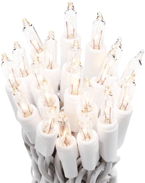 Clear 20 Count Christmas String Lights on White Wire Cord | Incandescent Lights, UL Approved for Indoor Use, Short String, 3.4' Lighted Length, 4.9' Total Length Clear 20 Count Christmas String Lights on White Wire Cord | Incandescent Lights, UL Approved for Indoor Use, Short String, 3.4' Lighted Length, 4.9' Total Length