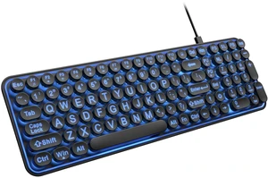 Large Print 7-Color Backlit Wired USB Keyboard with Retro Round Keys | Oversized Letters,Typewriter Style,Easy to See,Quiet Typing,Multi-Color,Ergonomic Design,Silent Clicks,Windows/Desktop/Laptop Large Print 7-Color Backlit Wired USB Keyboard with Retro Round Keys | Oversized Letters,Typewriter Style,Easy to See,Quiet Typing,Multi-Color,Ergonomic Design,Silent Clicks,Windows/Desktop/Laptop