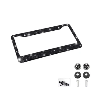 Rhinestone Stainless Steel Car License Plate Frame, Black | handcrafted decorative surface, mounting screw set included, fits most cars, SUVs, and trucks, car exterior accessories Rhinestone Stainless Steel Car License Plate Frame, Black | handcrafted decorative surface, mounting screw set included, fits most cars, SUVs, and trucks, car exterior accessories